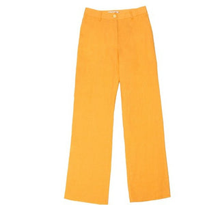 Yellow linen pants straight